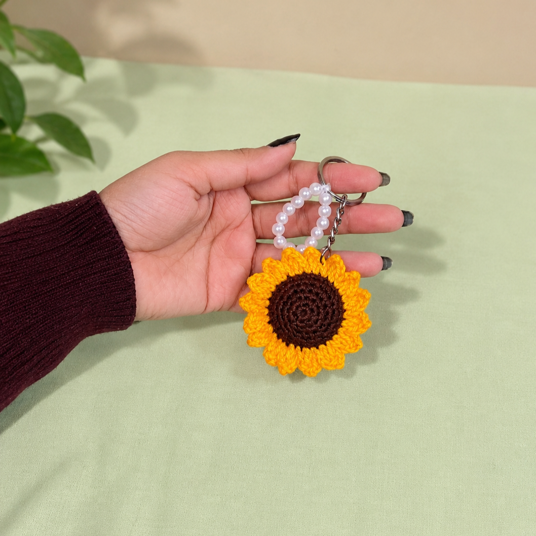 Handmade Crochet Sunflower Keychain 🌻